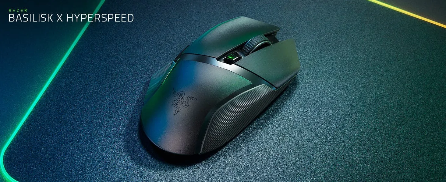 Razer Basilisk X Hyperspeed - Wireless Gaming Mouse (Hyperspeed Technology, Advanced 5G Optical Sensor and 6 Configurable Buttons, Mechanical Mouse Switches, Ultra-Long Battery Life) Black