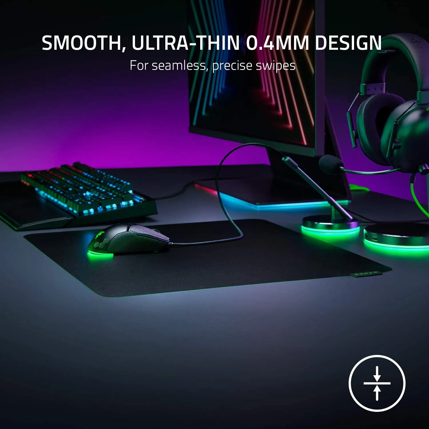 Razer MousePad Sphex V3 Hard Gaming Mouse Mat: Ultra-Thin Form Factor - Tough Polycarbonate Build - Adhesive Base - Small