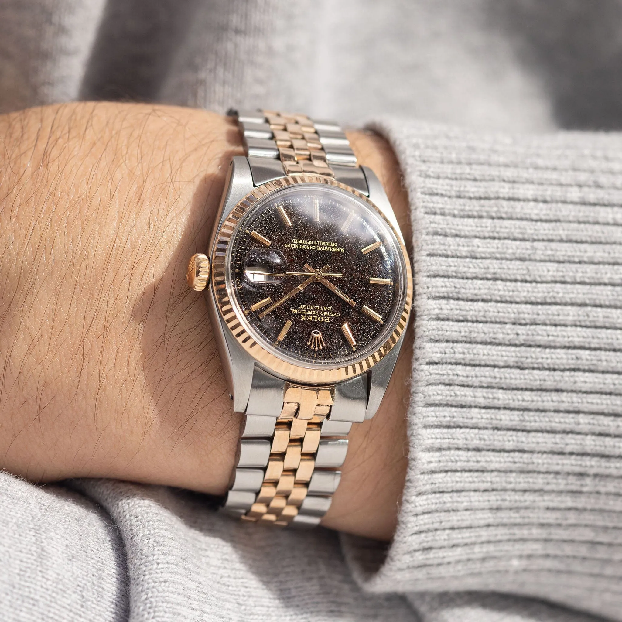 Rolex Datejust 1601 Steel and Pink Gold with tropical Stardust Gilt Dial