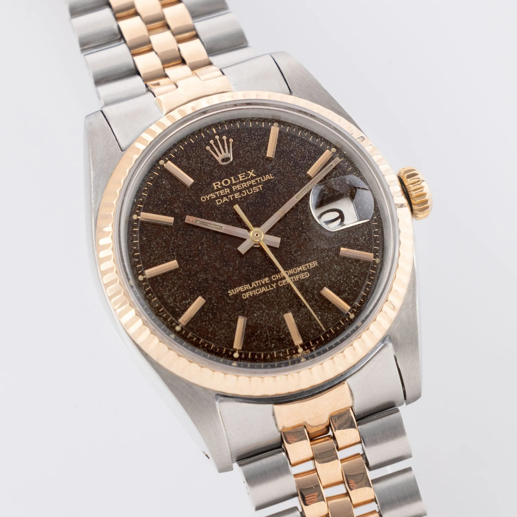 Rolex Datejust 1601 Steel and Pink Gold with tropical Stardust Gilt Dial