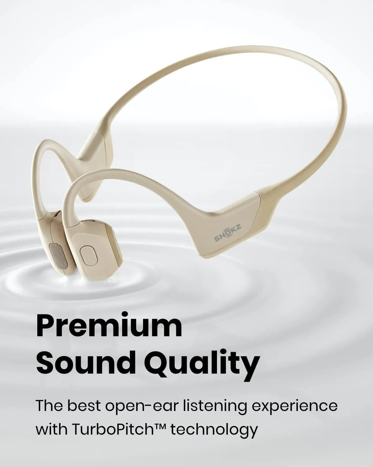 Shokz OpenRun Pro Headphones Open Ear Bone Conduction Wireless Headsets Beige