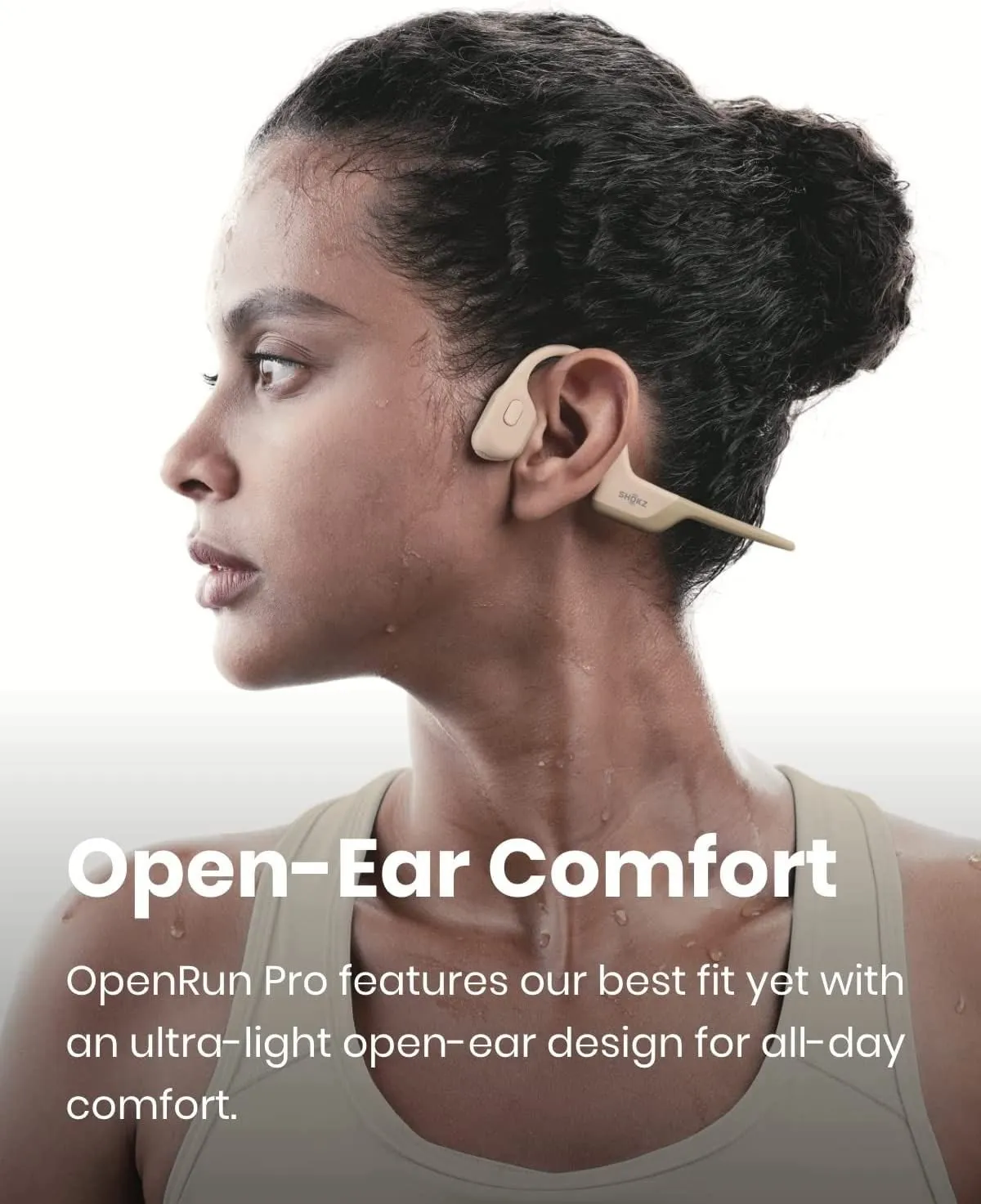 Shokz OpenRun Pro Headphones Open Ear Bone Conduction Wireless Headsets Beige