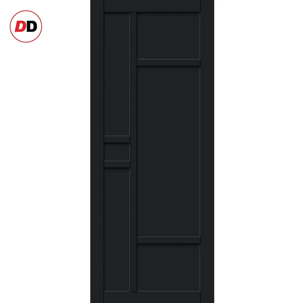 Sirius Tubular Stainless Steel Track & Solid Wood Door - Eco-Urban® Isla 6 Panel Door DD6429 - 6 Colour Options