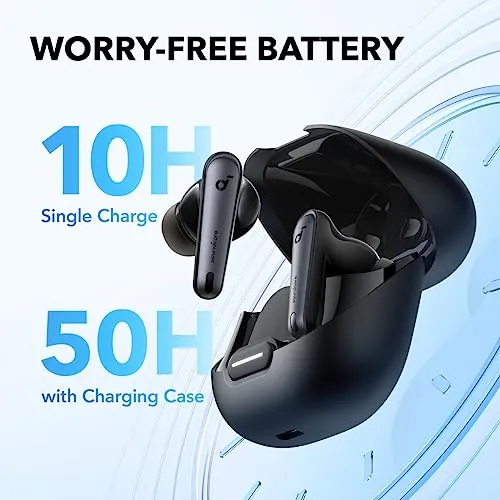 soundcore by Anker Liberty 4 NC Wireless Earbuds, 98.5% Noise Reduction, Adaptive Noise Cancelling to Ears and Environment, Hi-Res Sound, 50H Battery, Wireless Charging, Bluetooth 5.3