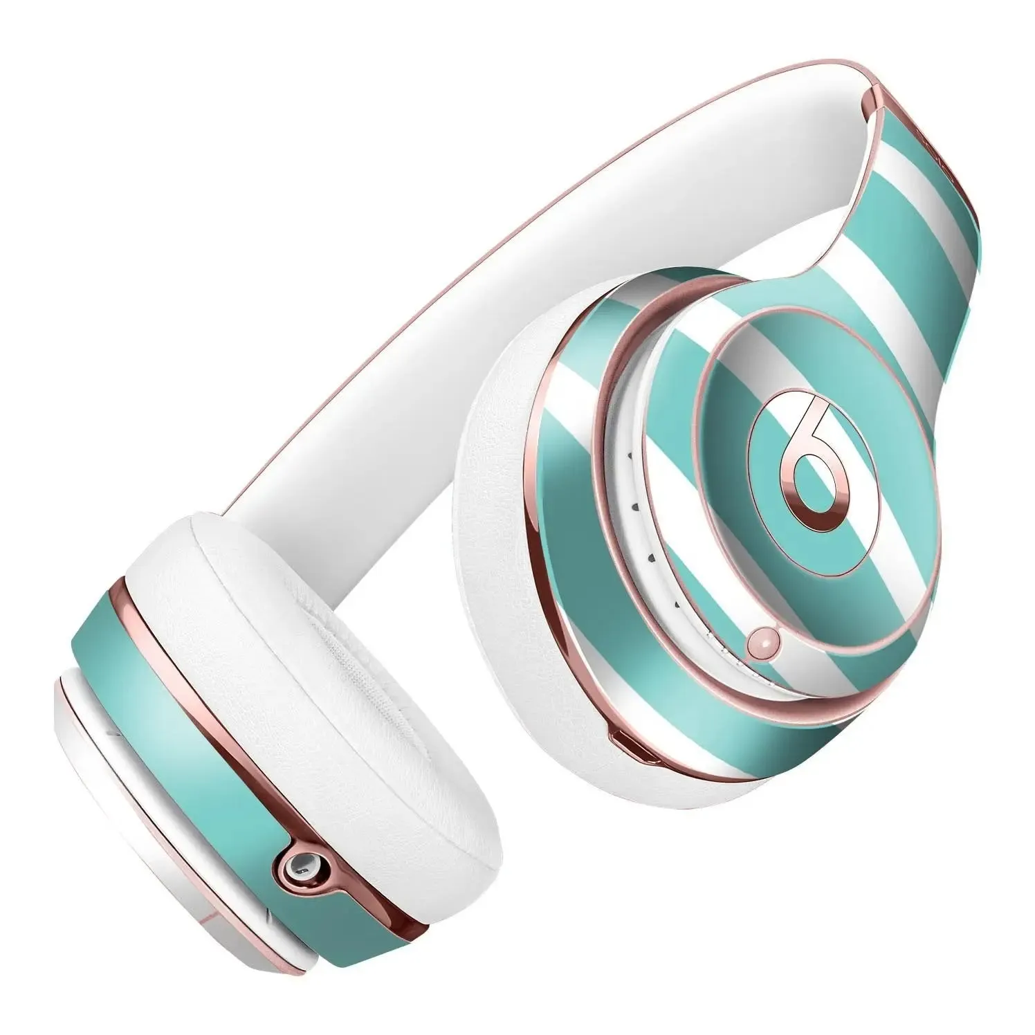 Teal and White horizontal Stripes Full-Body Skin Kit for the Beats