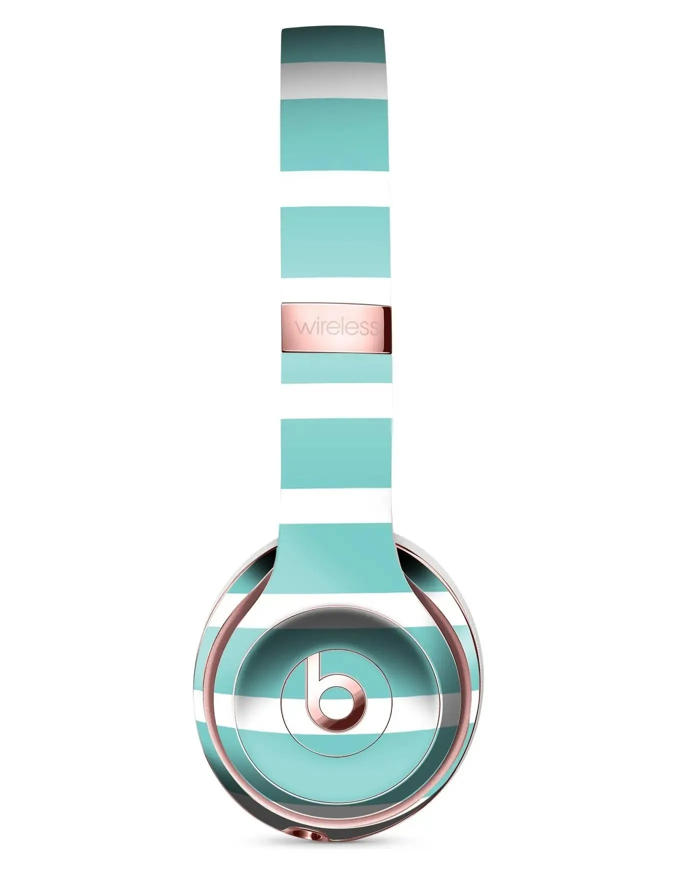 Teal and White horizontal Stripes Full-Body Skin Kit for the Beats