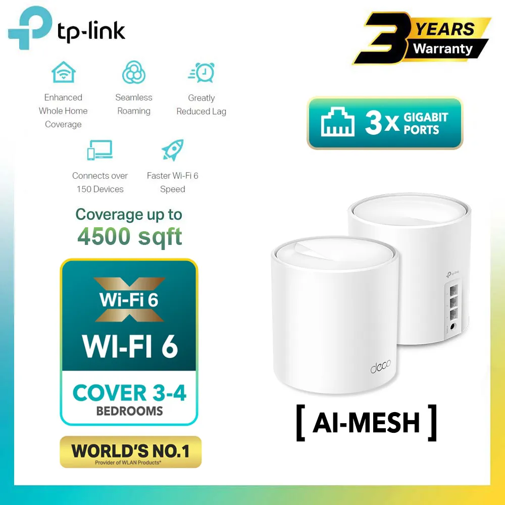 TP-Link Deco X50 AX3000 Whole Home Mesh Wi-Fi System AP Mode or Router Mode (X50 / X50-4G / X50-5G / X50-Outdoor)