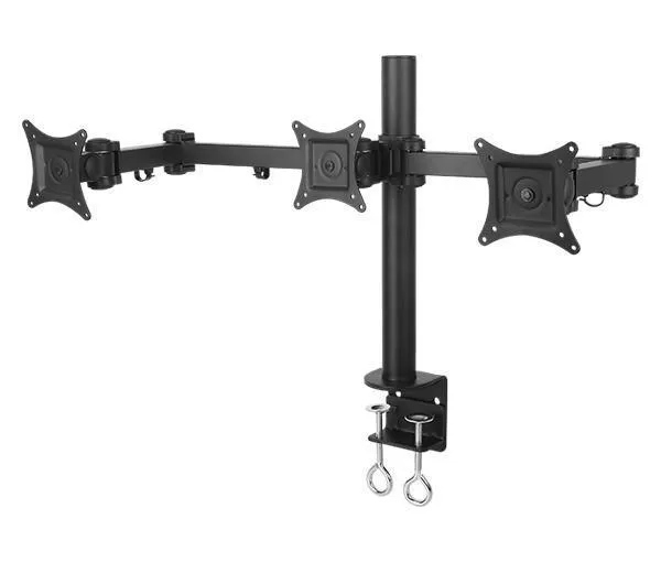 Triple LCD Monitor Desk Mount Fully Adjustable Horizontal Stand Fits 3 Screens up to 27 inch, 22 lbs. Weight Capacity per Arm, Black (3MS-CTB)