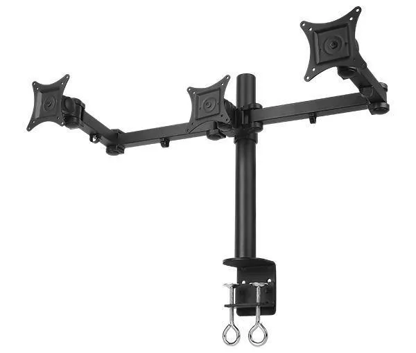 Triple LCD Monitor Desk Mount Fully Adjustable Horizontal Stand Fits 3 Screens up to 27 inch, 22 lbs. Weight Capacity per Arm, Black (3MS-CTB)