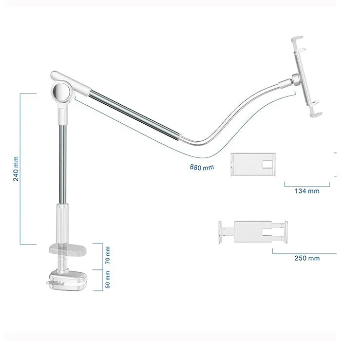 UGREEN Foldable Gooseneck Bracket Mount 360 Degree Rotation Holder for Tablet (White) | 60647