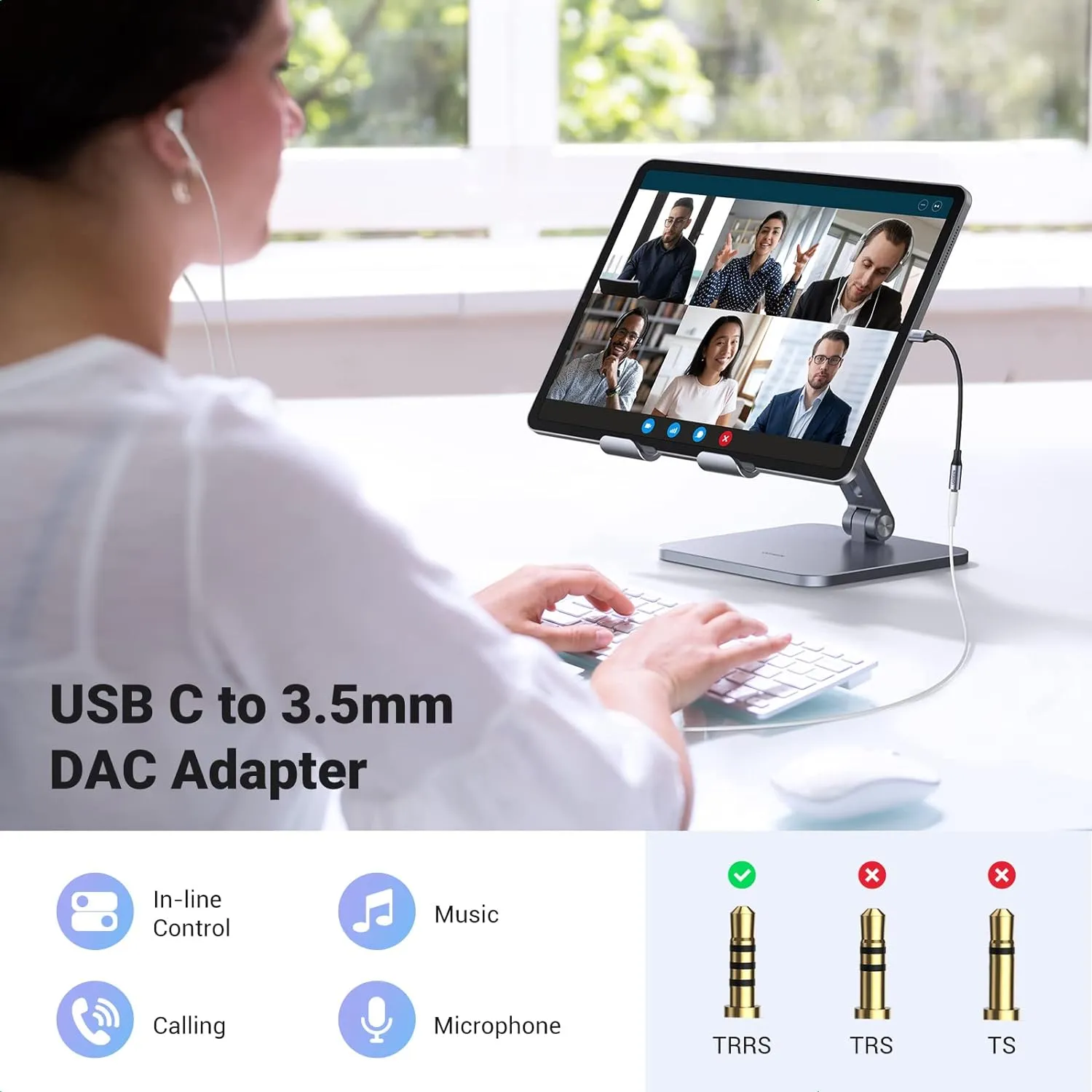 UGREEN USB Type C to 3.5mm Headphone Auxiliary Adapter, Type C Dongle Audio Jack Converter with DAC Chip Compatible for Galaxy Note20 Ultra/Note20/S20/Note10/S10, Pixel 4 3 2 XL, iPad Pro 2020/2018 - 80154