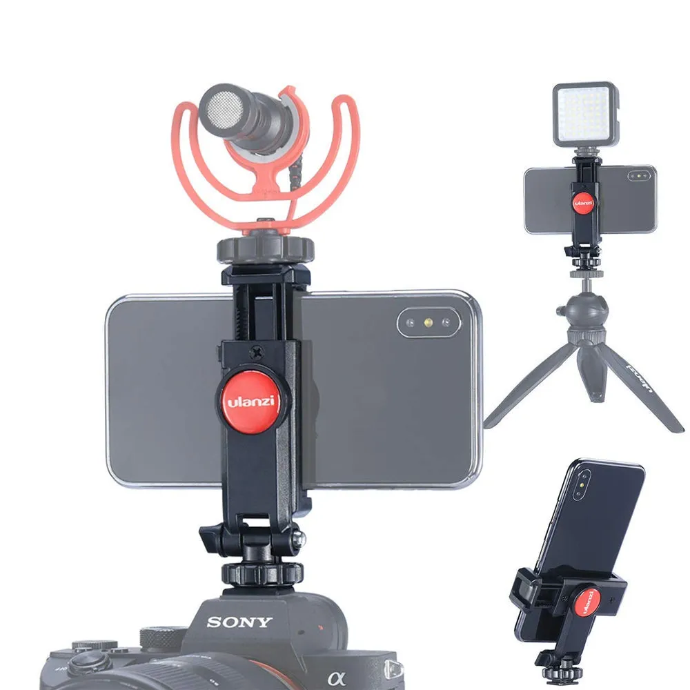 ULANZI ST-06 Adjustable Phone Holder Cold Shoe Mount Flexible Tripod Mount Adapter for DSLR Camera Smartphone