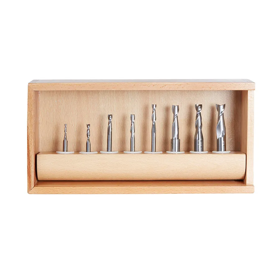 Up-Cut Spiral CNC Router Bit Collection | 8 Piece | 1⁄4, 3⁄8 & 1⁄2 Shank | AMS-121 | 738685121115