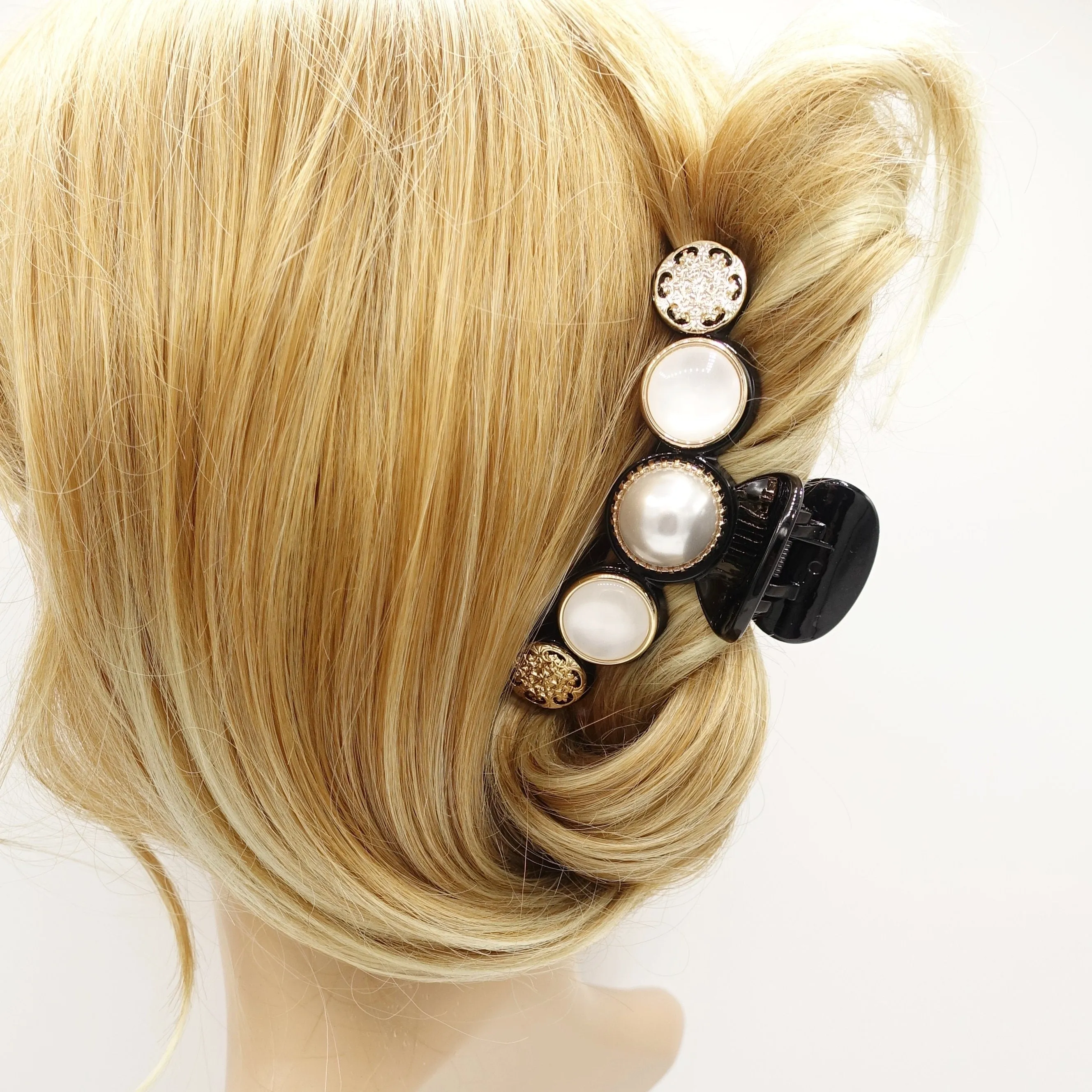 various button embellished hair claw acrylic hair clamp hair accessory for women