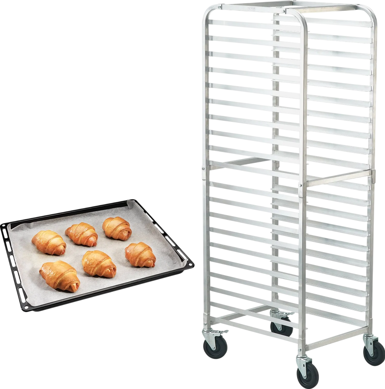 Vevor Bun Pan Rack 20-Tier Commercial Bakery Trolley with Brake Wheels 26" x 20.4" x 70" New