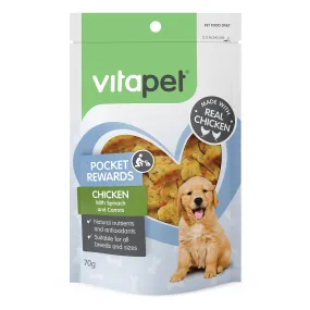 VitaPet Chicken with Spinach & Carrots Pocket Rewards Dog Treats 70g