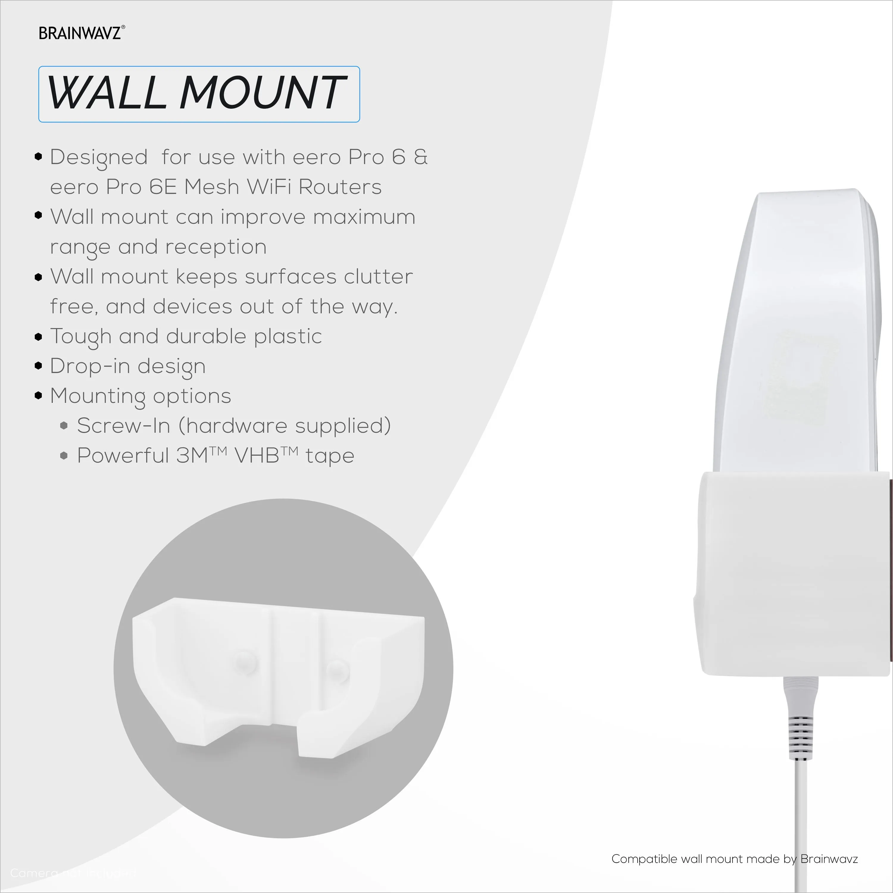 Wall Mount Compatible with EERO Pro 6 & EERO Pro 6E Mesh WiFi Router, Reduce Interference & Clutter