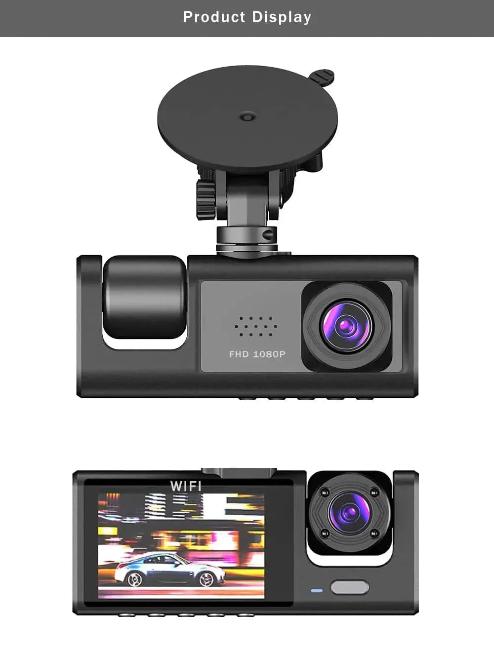 WiFi Dash Camera – 3-Way HD Car DVR