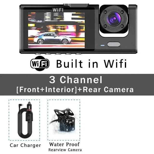 WiFi Dash Camera – 3-Way HD Car DVR