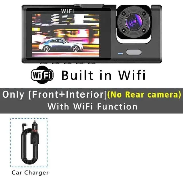 WiFi Dash Camera – 3-Way HD Car DVR