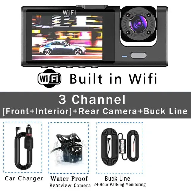 WiFi Dash Camera – 3-Way HD Car DVR