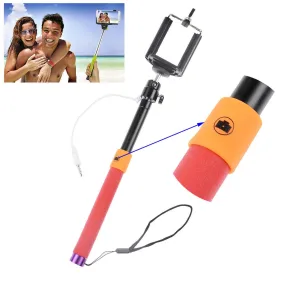 Wired 3.5mm With Sponge Anti Slip Remote Extendable Shutter Selfie Monopod Stick Red Orange