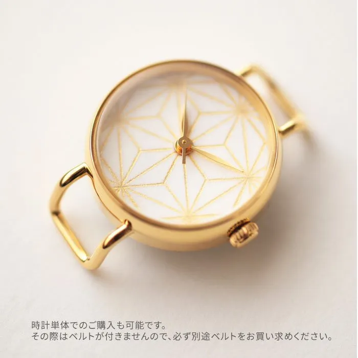 Women's Wristwatch - Crystal with Asanoha(hemp leaf) pattern, Japanese handmade wrist watch